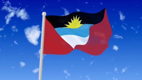 Antigua and Barbuda National Flag Waving Animation