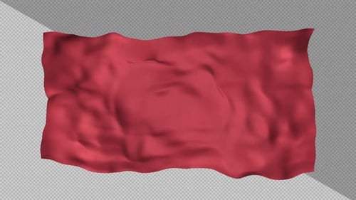 Red Waving Fabric Flag Loop with Alpha Channel