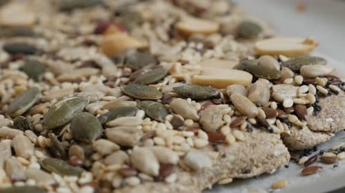 Crunchy Cracker Topped with Seeds and Grains