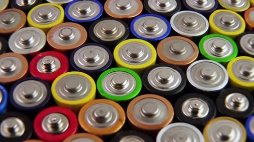Close up of Multi-Colored Batteries