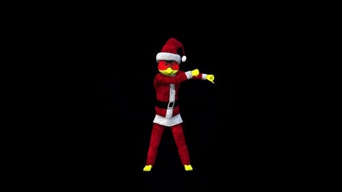 Cartoon Santa Chicken Performs Energetic Christmas Dance