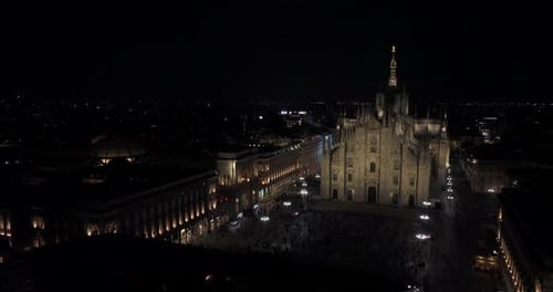 Beautiful Duomo Di Milano Cathedral Illuminated at Night