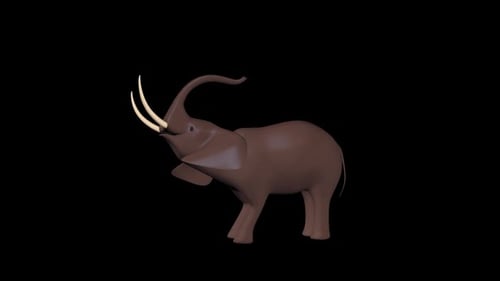 Stylized 3D Elephant Raising Trunk Animation with Alpha Channel