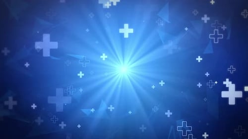 Glowing Medical Plus Signs Abstract Blue Background
