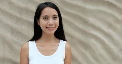 Woman smile to camera