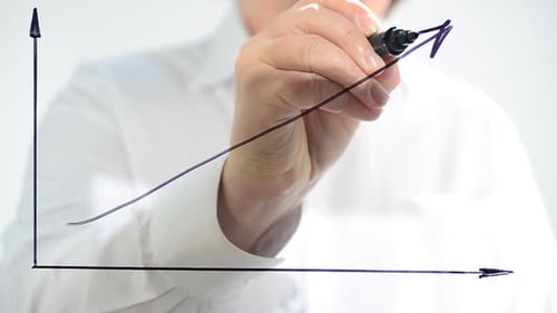 The Businessman Draws the Schedule of Growth the Marker on Glass 3