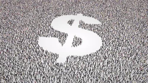 People Forming Dollar Sign, Business and Finance Concept