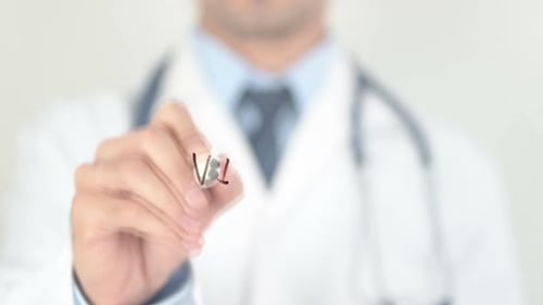 Doctor Writes Viral Infection on Clear Surface