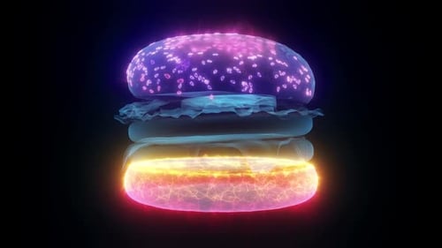 Futuristic Glowing Neon Burger Loop Animation