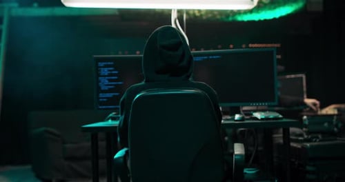 Tourné de l'arrière à un pirate informatique à capuchon s'introduisant dans les serveurs de données d'entreprise depuis son sous-sol