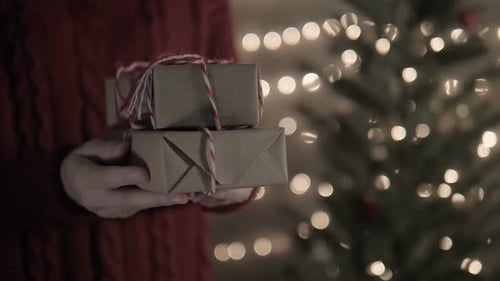 Holding Christmas Presents