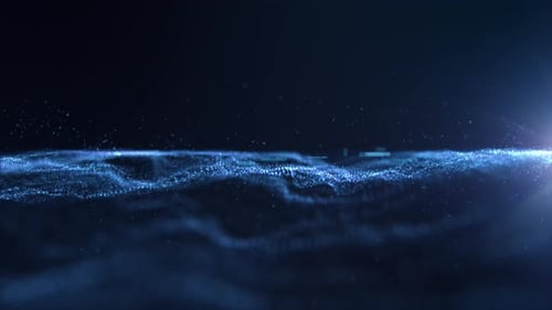 Futuristic Blue Digital Particle Wave Stream Background
