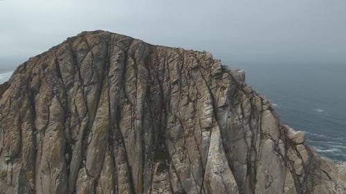4K Aerial view of Morro Rock and Morro Bay in California USA