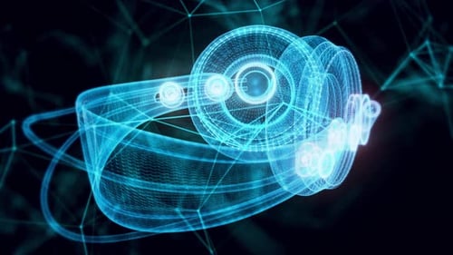 Wireless Bluetooth Earphone Hologram Close Up 4k