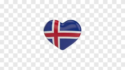 3D Rotating Heart with Iceland Flag Design Animation