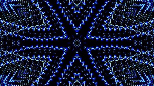 Abstract Blue Glowing Lines Digital Kaleidoscope Pattern Background