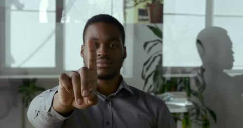 Portrait of African Male American Manager Office Worker International Student Sitting in Room