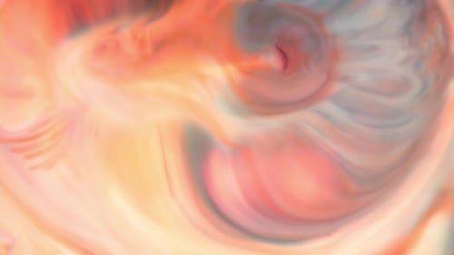 Ink in Water. Teal and Orange Ink Reacting in Water Creating Abstract Background.