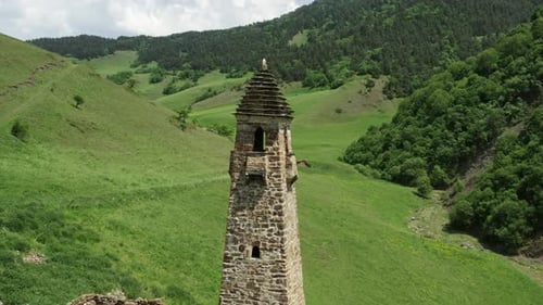 Medieval Tower Complex in Mountains