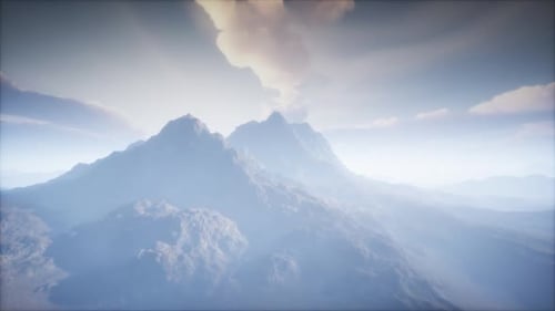 Volcano Crater Landscape with Fog