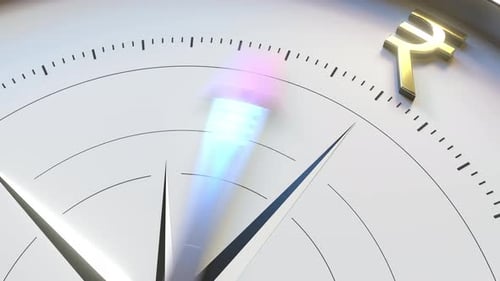 Compass Arrow Turns Towards INR Rupee Symbol