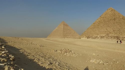 Tourists in front of Menkaure pyramid at Giza
