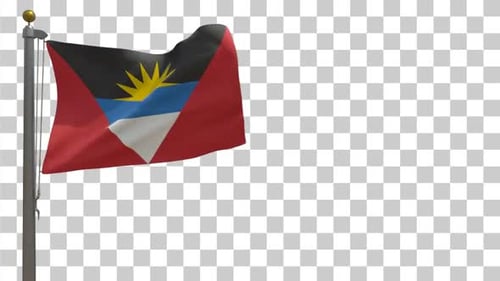 Realistic Antigua and Barbuda National Flag Waving