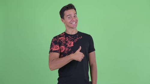 Enthusiastic Man Giving Thumbs Up on Chroma Key