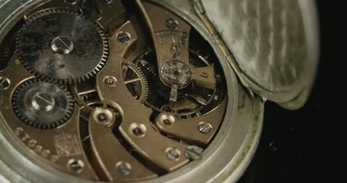 Macro of Vintage Pocket Watch Interior Mechanism