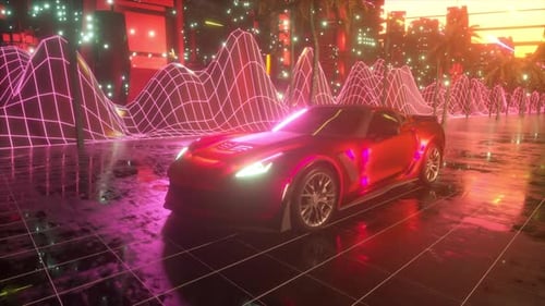 80s Retro Background 3d Animation