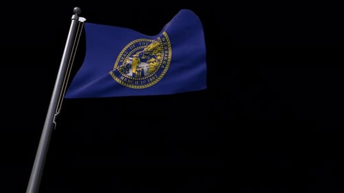 Animated Realistic Nebraska State Flag Waving on Black