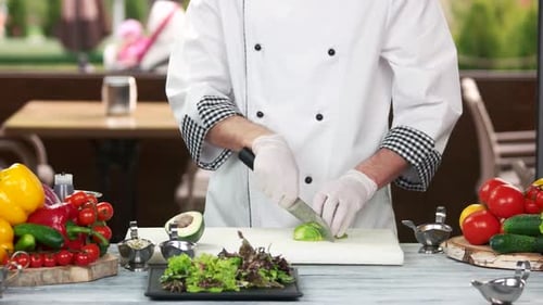 Chef Cutting Avocado
