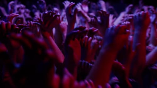 Energetic Crowd Hands Waving at Live Event