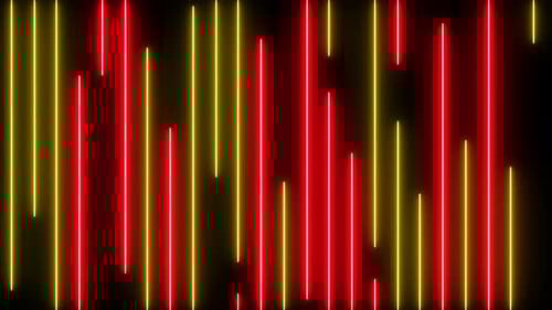 Dynamic Red and Yellow Vertical Neon Lines Background Loop