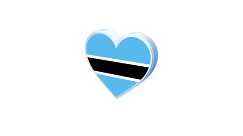 Botswana Flag 3D Heart Rotation Animation