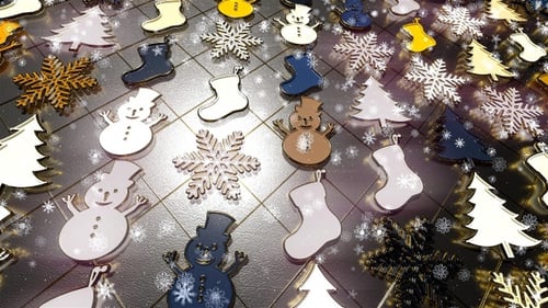 Festive Christmas Ornaments Background Animation with Snowflakes and Snowmen