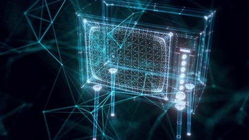 Vintage Tv Hologram Close Up 4k
