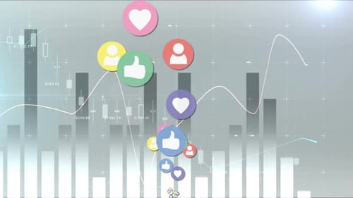 Animated Stock Market Data with Social Media Icons