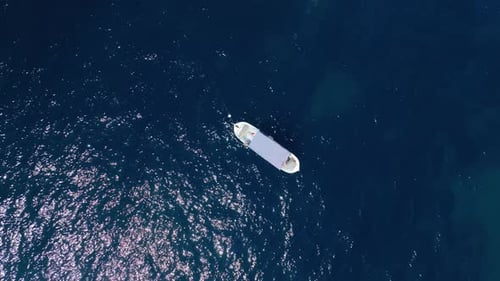 Sports Boat Sails Fast on the Sea Aerial View 4 K