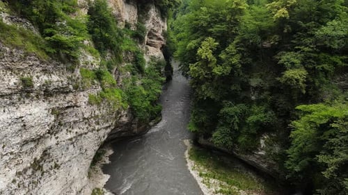 Mountain River in Narrow Canyon