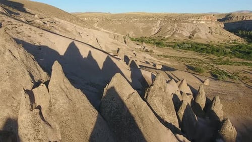 Hoodoos, Fairy Chimneys and Sedimentary Volcanic Rock Formations in Eroded Stone Valley