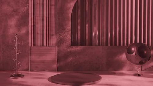 Modernes Kunstdesign-Sockel Roter Hintergrund