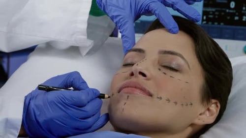 Woman Receiving Facial Markings for Cosmetic Procedure