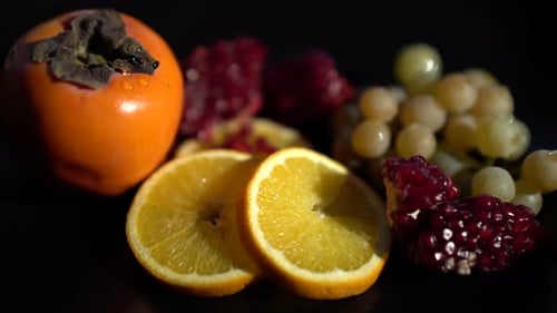 Close Up of Citrus and Assorted Fruits