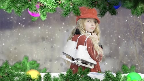 Festive Evergreen Christmas Border and Falling Snow Animation