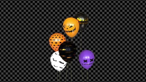 Animated Spooky Halloween Balloons Floating