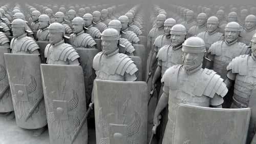 Animated Stone Roman Army in Legion Formation