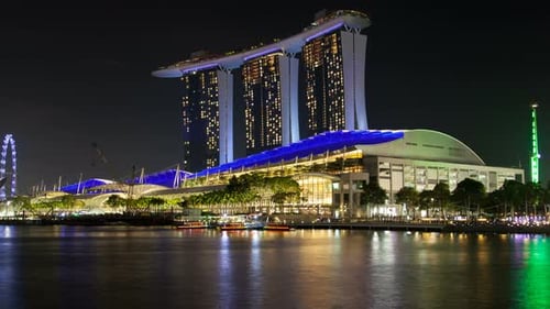 Cityscape of Singapore with Marina Bay Sands Time-lapse