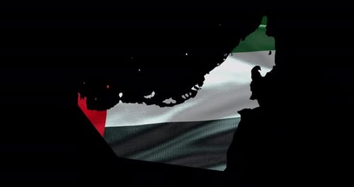 Hintergrund der Nationalflagge der VAE mit ländlicher Kontur Alpha-Kanal-Animation