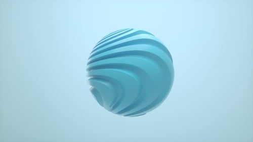 blue organic shape 3d wavy sphere isolated on color background. Trend design 3d render infinite loop